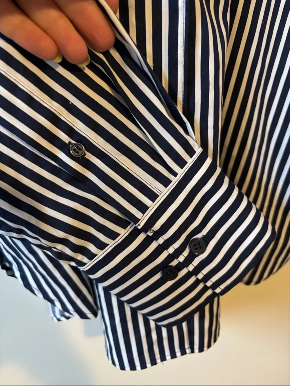 H&M Navy and White Vertical Stripe Dress Shirt - Picture 5 of 7